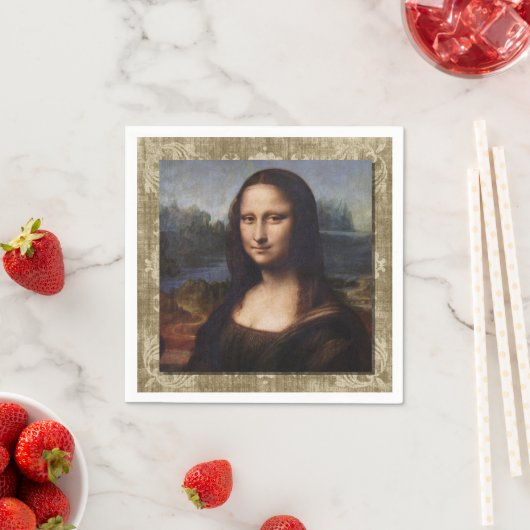 Mona Lisa, Leonardo da Vinci, Gerahmte Leinwand Serviette (Beispiel)