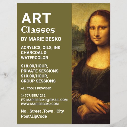 Mona Lisa, Leonardo da Vinci, Kunstklassen Flyer (Vorne)