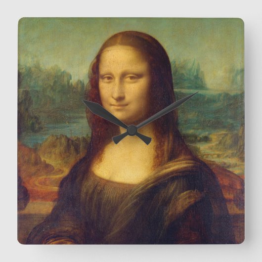 Mona Lisa - Leonardo da Vinci Quadratische Wanduhr (Vorderseite)