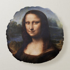 Mona Lisa & Leonardo da Vinci / Vintag Italien Rundes Kissen