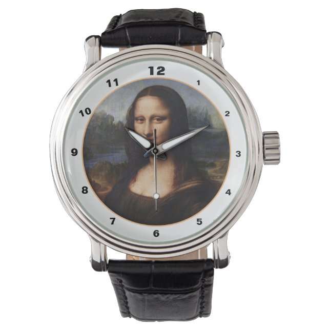Mona Lisa & Leonardo da Vinci / Vintag Italien Wat Armbanduhr (Vorderseite)