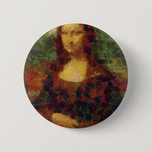 Mona Lisa Lettuce Vegane Kunstparadies Button (Vorderseite)