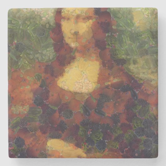 Mona Lisa Lettuce Vegane Kunstparadies Steinuntersetzer (Vorderseite)