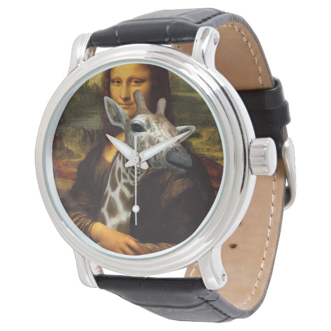 Mona Lisa Lieben Giraffes Armbanduhr (Schrägansicht)