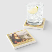 Mona Lisa liebt Pralinen Steinuntersetzer (Seitenansicht)