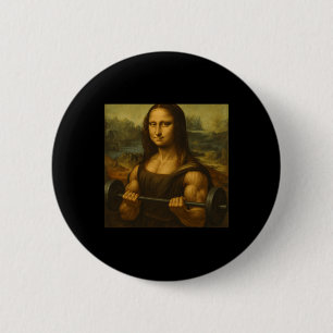 Mona Lisa Lifting Weights Strong Art gewinnt Bodyb Button