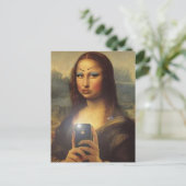 Mona Lisa macht ein lustiges Gesicht mit Make-up Postkarte (Stehend Vorderseite)