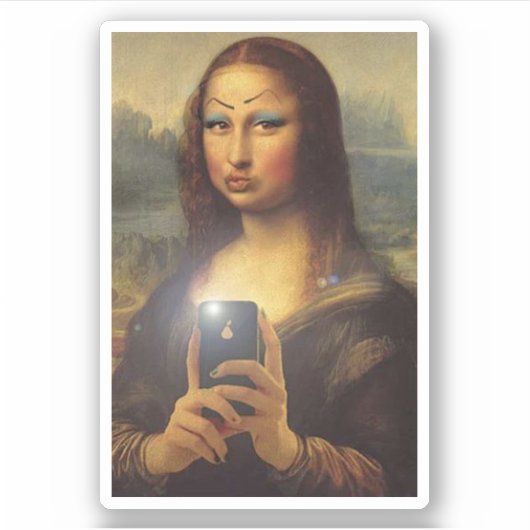 Mona Lisa macht mit Make-up Da Vinci ein lustiges Aufkleber (Vorderseite)
