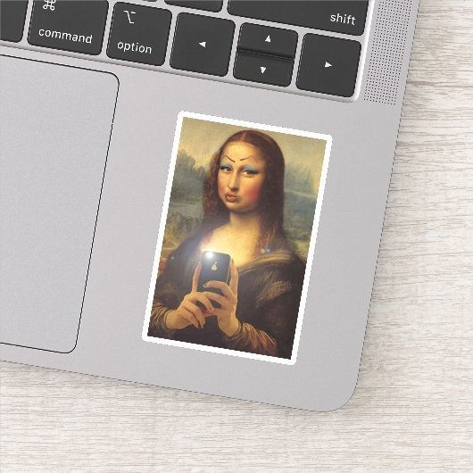 Mona Lisa macht mit Make-up Da Vinci ein lustiges Aufkleber (Detail)