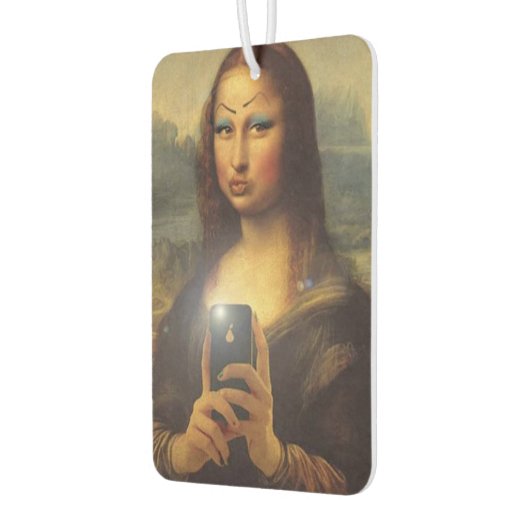 Mona Lisa macht mit Make-up Da Vinci ein lustiges Autolufterfrischer (Links)