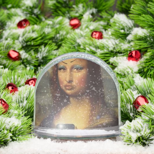 Mona Lisa making a funny face with makeup funny Schneekugeln (Weihnachten)