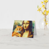 Mona Lisa malt La Gioconda mit Katze Karte (Gelbe Blume)