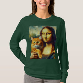 Mona Lisa malt La Gioconda mit Katze T-Shirt