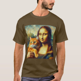 Mona Lisa malt La Gioconda mit Katze T-Shirt