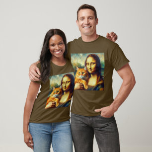 Mona Lisa malt La Gioconda mit Katze T-Shirt