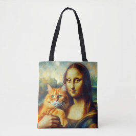 Mona Lisa malt La Gioconda mit Katze Tasche