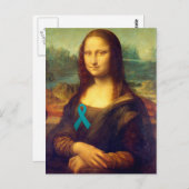 Mona Lisa mit Aquamarinem Band Postkarte (Vorne/Hinten)