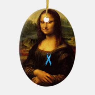 Mona Lisa mit blauer Schleibe Keramikornament