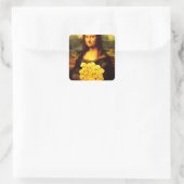 Mona Lisa mit Bouquet aus gelben Rosen Quadratischer Aufkleber (Tasche)