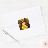 Mona Lisa mit Bouquet aus gelben Rosen Quadratischer Aufkleber (Umschlag)