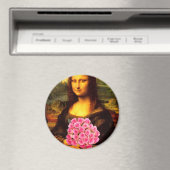 Mona Lisa mit Bouquet aus rosa Rosen Magnet (In Situ (Geschirrspüler))
