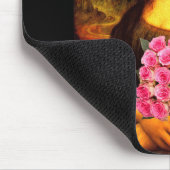 Mona Lisa mit Bouquet aus rosa Rosen Mousepad (Ecke)