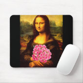 Mona Lisa mit Bouquet aus rosa Rosen Mousepad (Mit Mouse)