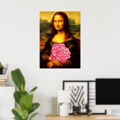 Mona Lisa mit Bouquet aus rosa Rosen Poster (Heimbüro)