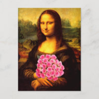 Mona Lisa mit Bouquet aus rosa Rosen