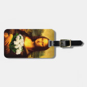 Mona Lisa mit Bouquet aus weißen Rosen Gepäckanhänger (Vorderseite horizontal)