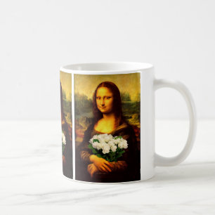 Mona Lisa mit Bouquet aus weißen Rosen Kaffeetasse