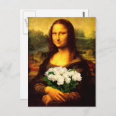 Mona Lisa mit Bouquet aus weißen Rosen Postkarte (Vorne/Hinten)
