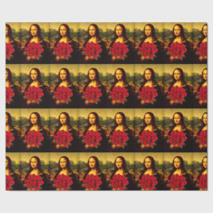 Mona Lisa mit Bouquet von Rote Rosen Geschenkpapier