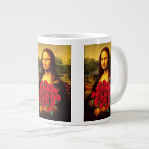 Mona Lisa mit Bouquet von Rote Rosen Jumbo-Tasse
