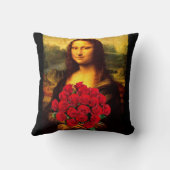 Mona Lisa mit Bouquet von Rote Rosen Kissen (Rückseite)