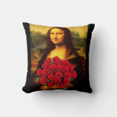 Mona Lisa mit Bouquet von Rote Rosen Kissen (Vorderseite)