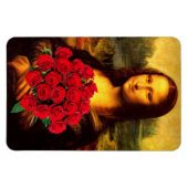 Mona Lisa mit Bouquet von Rote Rosen Magnet (Horizontal)
