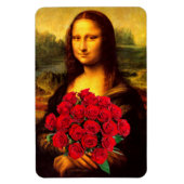 Mona Lisa mit Bouquet von Rote Rosen Magnet (Vertikal)