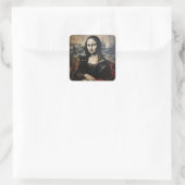 Mona Lisa mit Cat Quadratischer Aufkleber (Tasche)