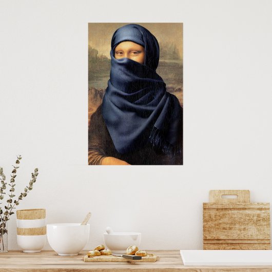 Mona Lisa mit einem Tuch Leonardo da Vinci Poster (Küche)