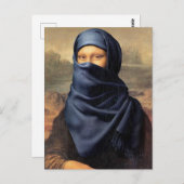 Mona Lisa mit einem Tuch Leonardo da Vinci Postkarte (Vorne/Hinten)