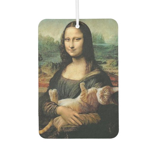 Mona Lisa mit einer Katze Autolufterfrischer (Vorderseite)