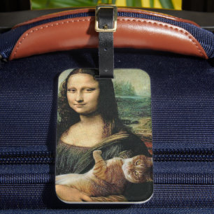 Mona Lisa mit einer Katze Gepäckanhänger
