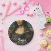 Mona Lisa mit eleganter grauer Katze Pappteller (Party)