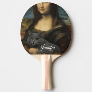 Mona Lisa mit eleganter grauer Katze               Tischtennis Schläger