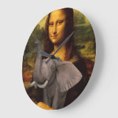 Mona Lisa mit Elephant Große Wanduhr (Winkel)