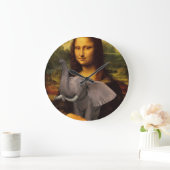 Mona Lisa mit Elephant Große Wanduhr (Zuhause)