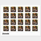 Mona Lisa mit Elephant Parody Quadratischer Aufkleber (Blatt)