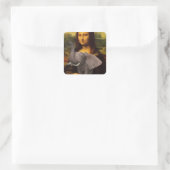 Mona Lisa mit Elephant Parody Quadratischer Aufkleber (Tasche)