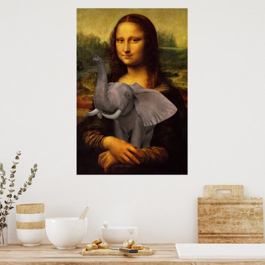 Mona Lisa mit Elephant Poster (Küche)